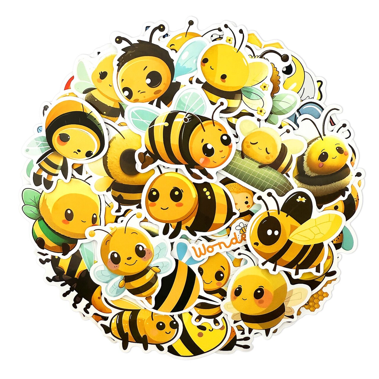 Wrapables Waterproof Vinyl Stickers for Water Bottles, Laptop, Phones, Skateboards, Decals for Teens, 110pcs, Bumblebees